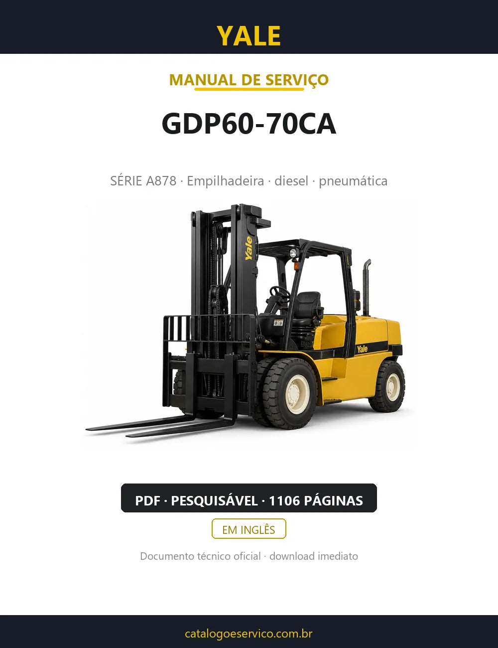 Capa do Manual de Serviço Yale GDP60-70CA — empilhadeira, 1106 páginas em PDF