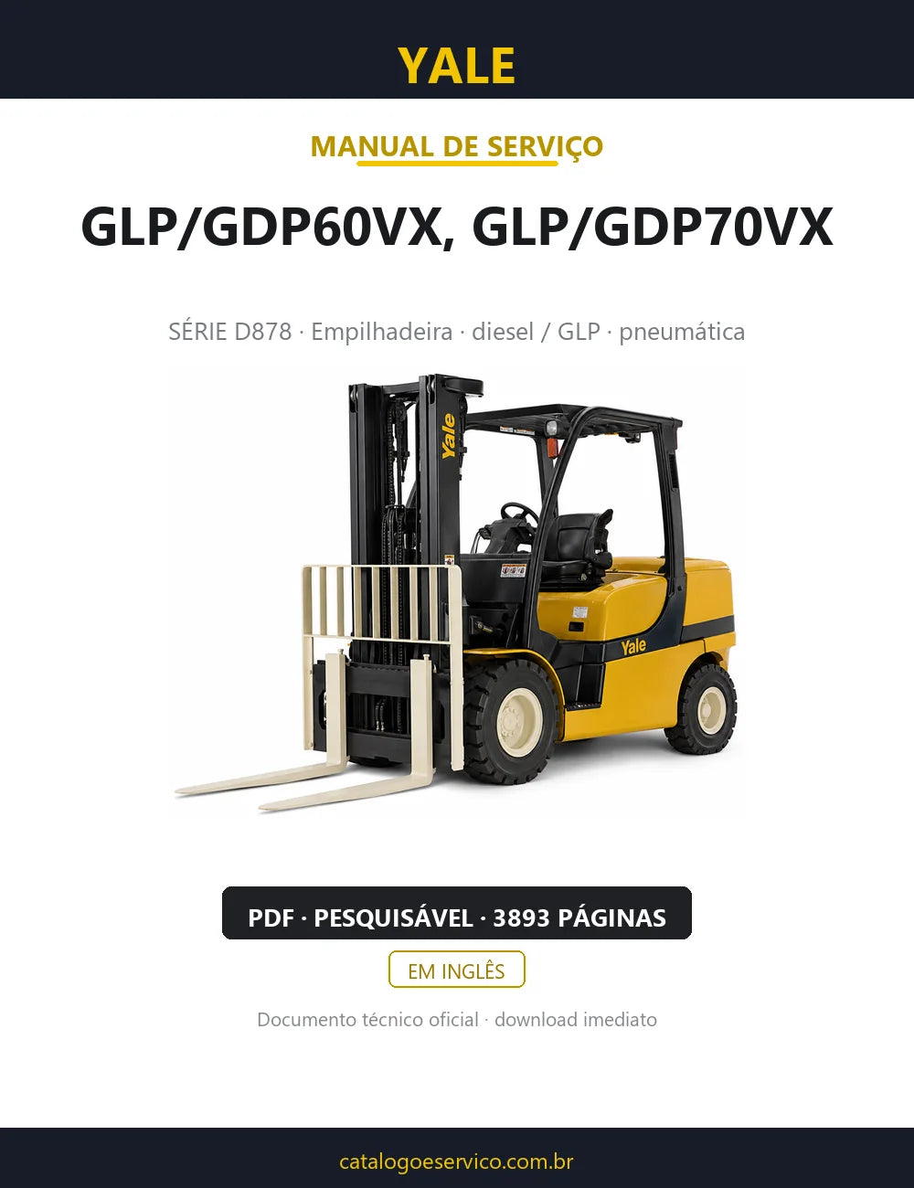 Capa do Manual de Serviço Yale GLP/GDP60VX, GLP/GDP70VX — empilhadeira, 3893 páginas em PDF