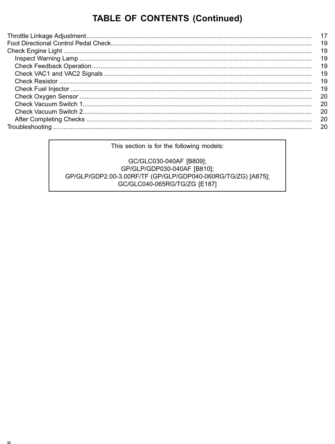 Página interna do Manual de Serviço Yale GP/GLP030-040AF — diagrama técnico 4