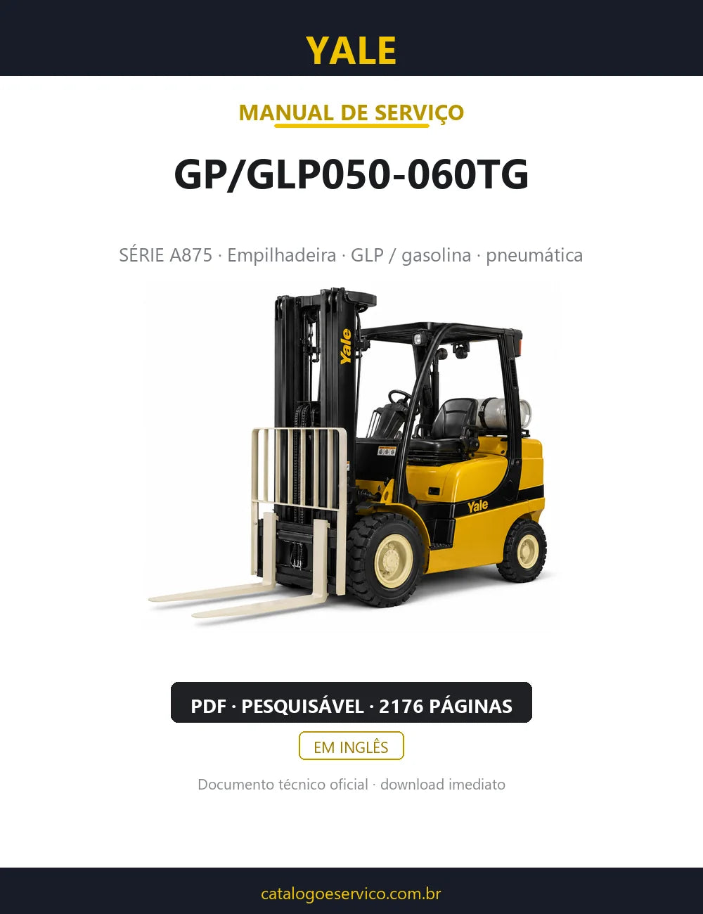 Capa do Manual de Serviço Yale GP/GLP050-060TG — empilhadeira, 2176 páginas em PDF