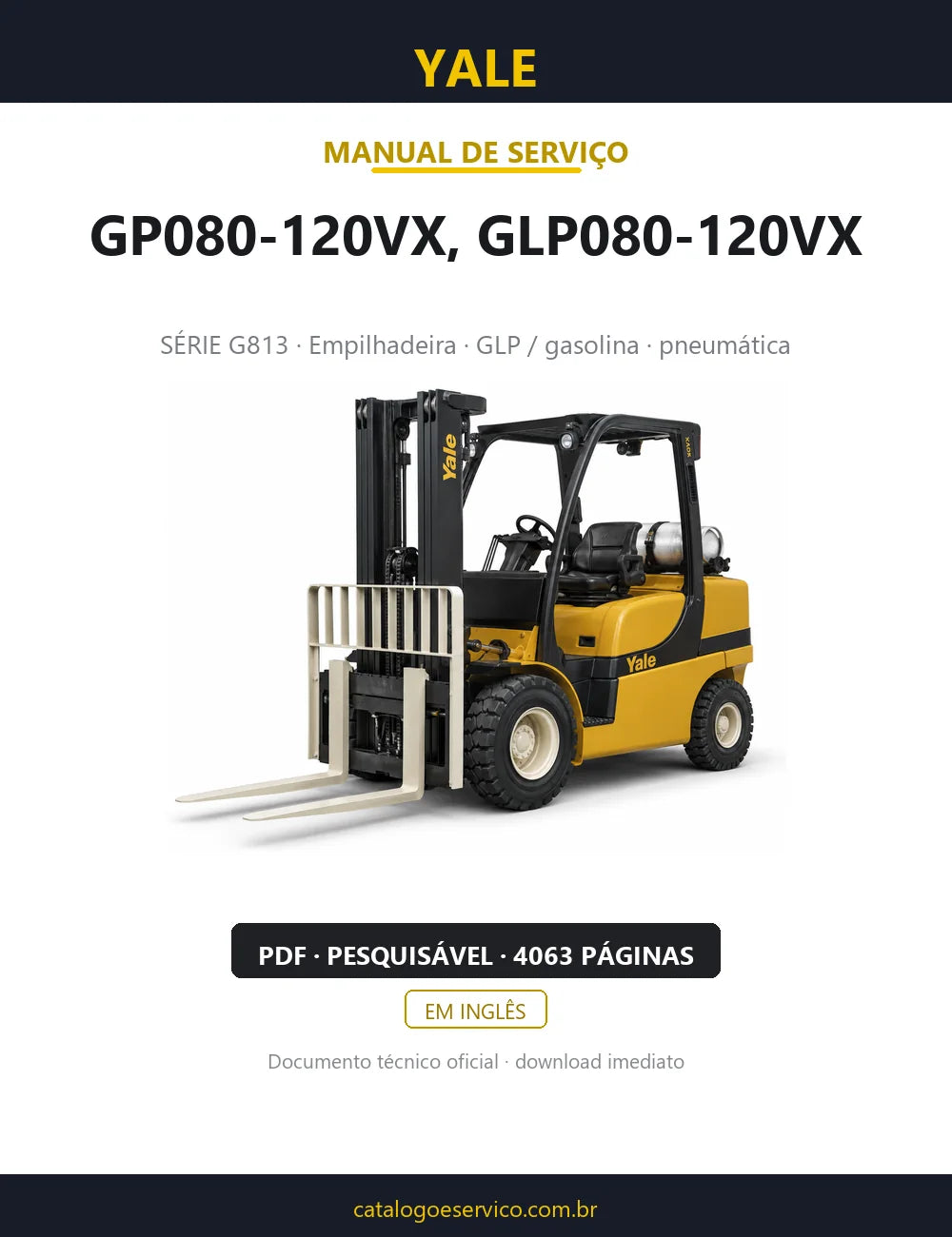 Capa do Manual de Serviço Yale GP080-120VX, GLP080-120VX — empilhadeira, 4063 páginas em PDF