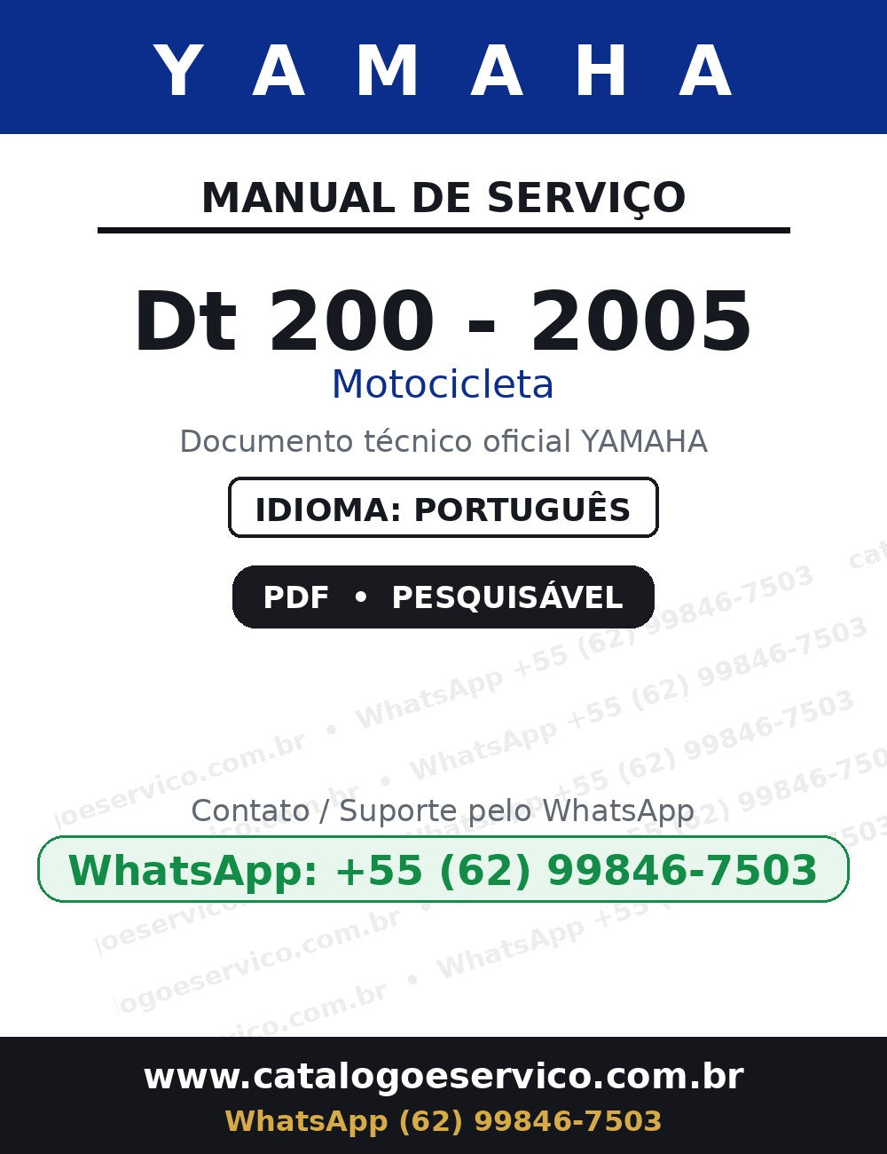 YAMAHA Dt 200 - 2005 — Manual de Serviço