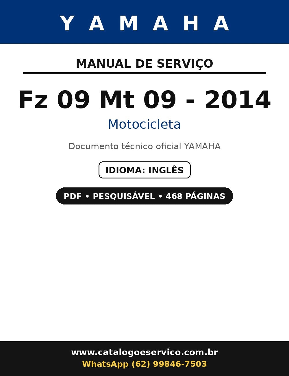 Manual De Serviço Yamaha Fz 09 Mt 09 - 2014