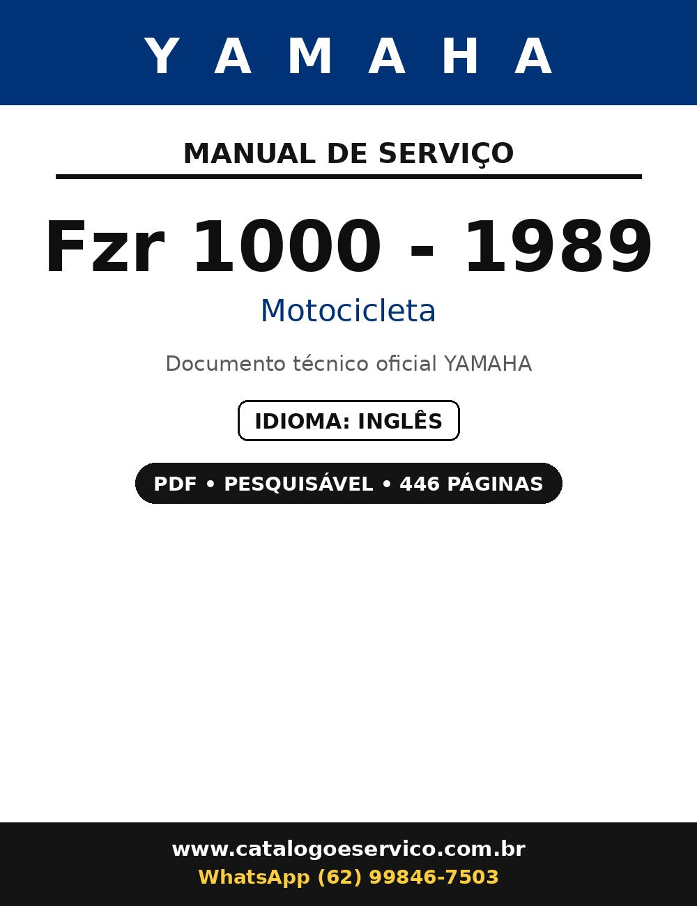 Manual De Serviço Yamaha Fzr 1000 - 1989