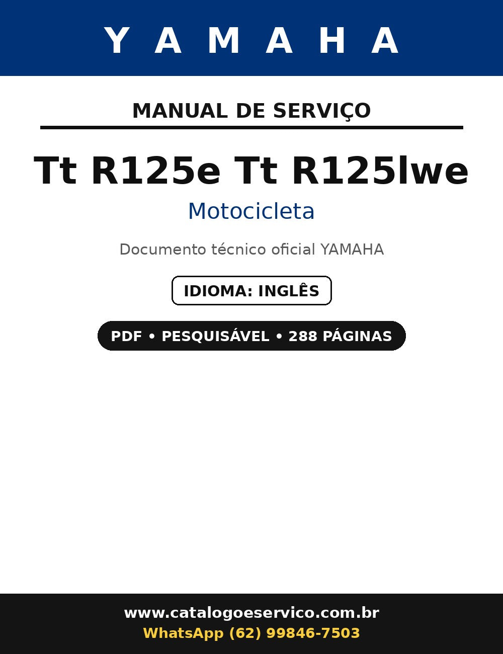 Manual De Serviço Yamaha Tt R125e Tt R125lwe