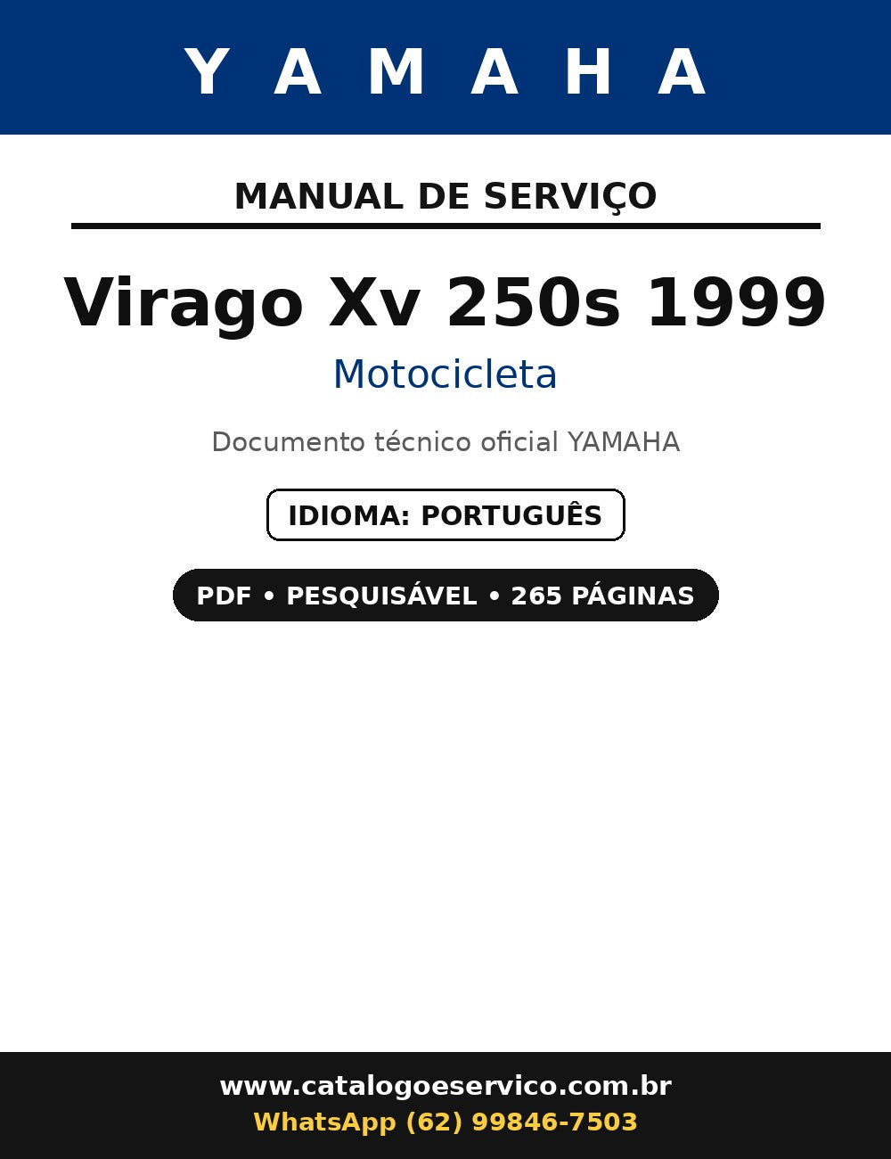 Manual De Serviço Yamaha Virago Xv 250s 1999