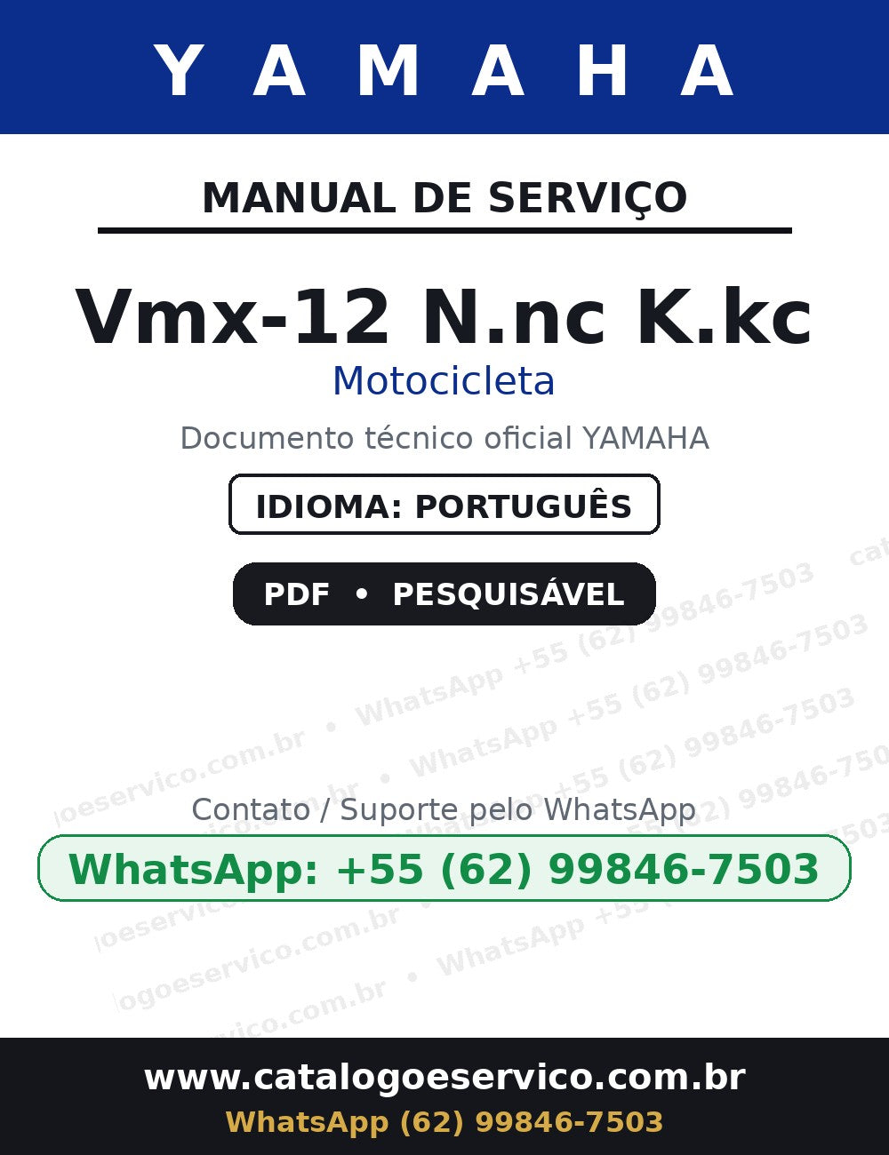 YAMAHA Vmx-12 N.nc K.kc — Manual de Serviço