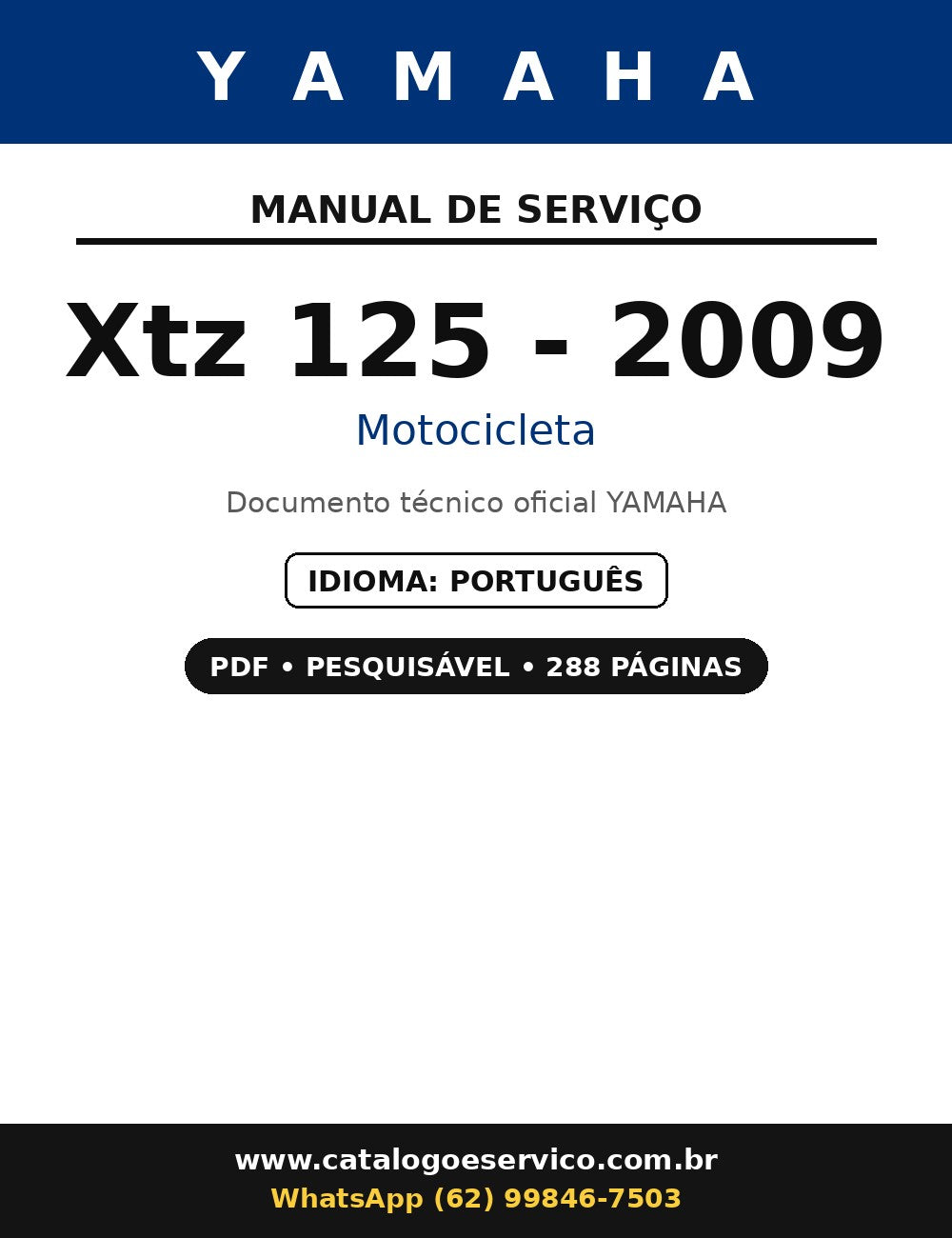 Manual De Serviço Yamaha Xtz 125 - 2009