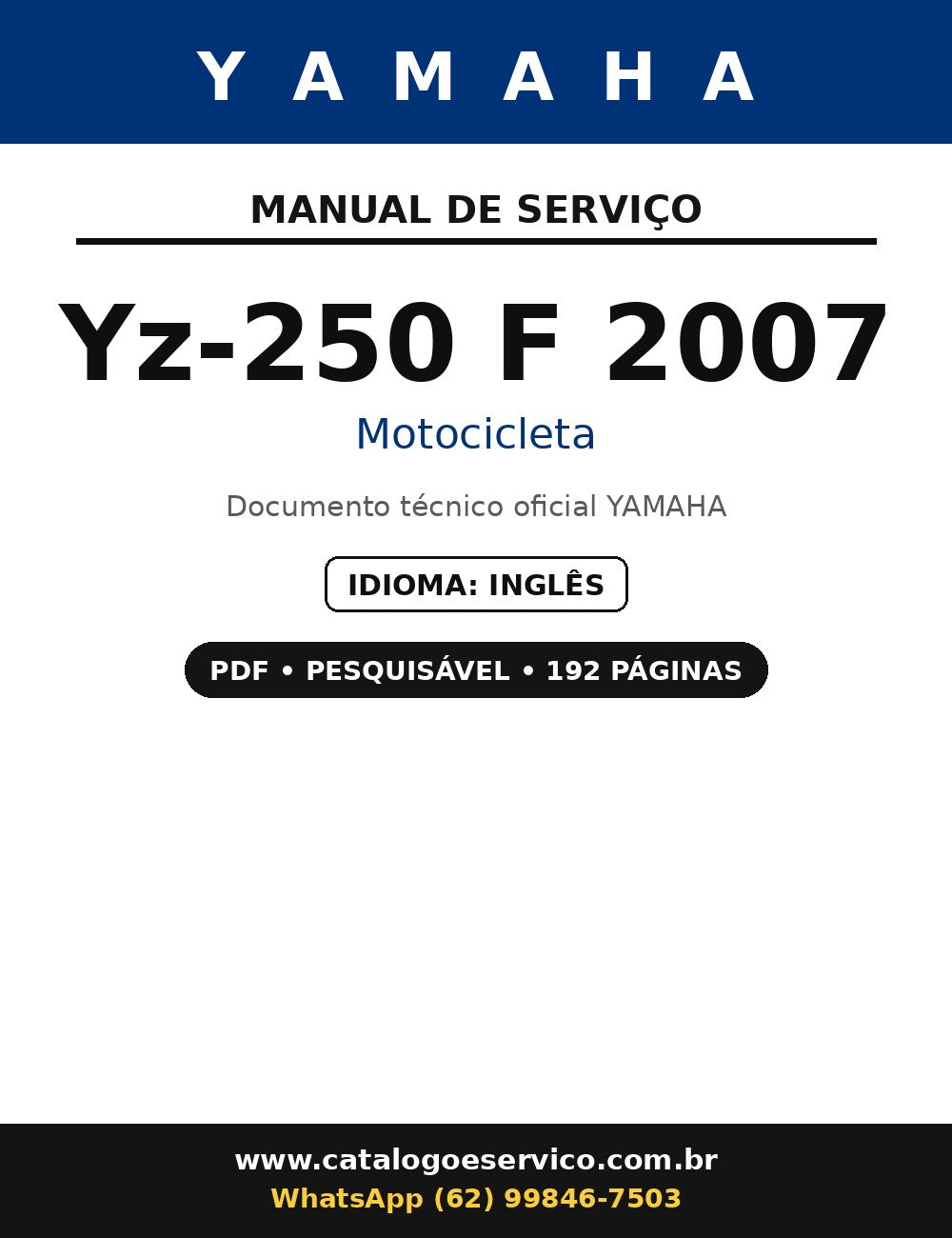 Manual De Serviço Yamaha Yz-250 F 2007