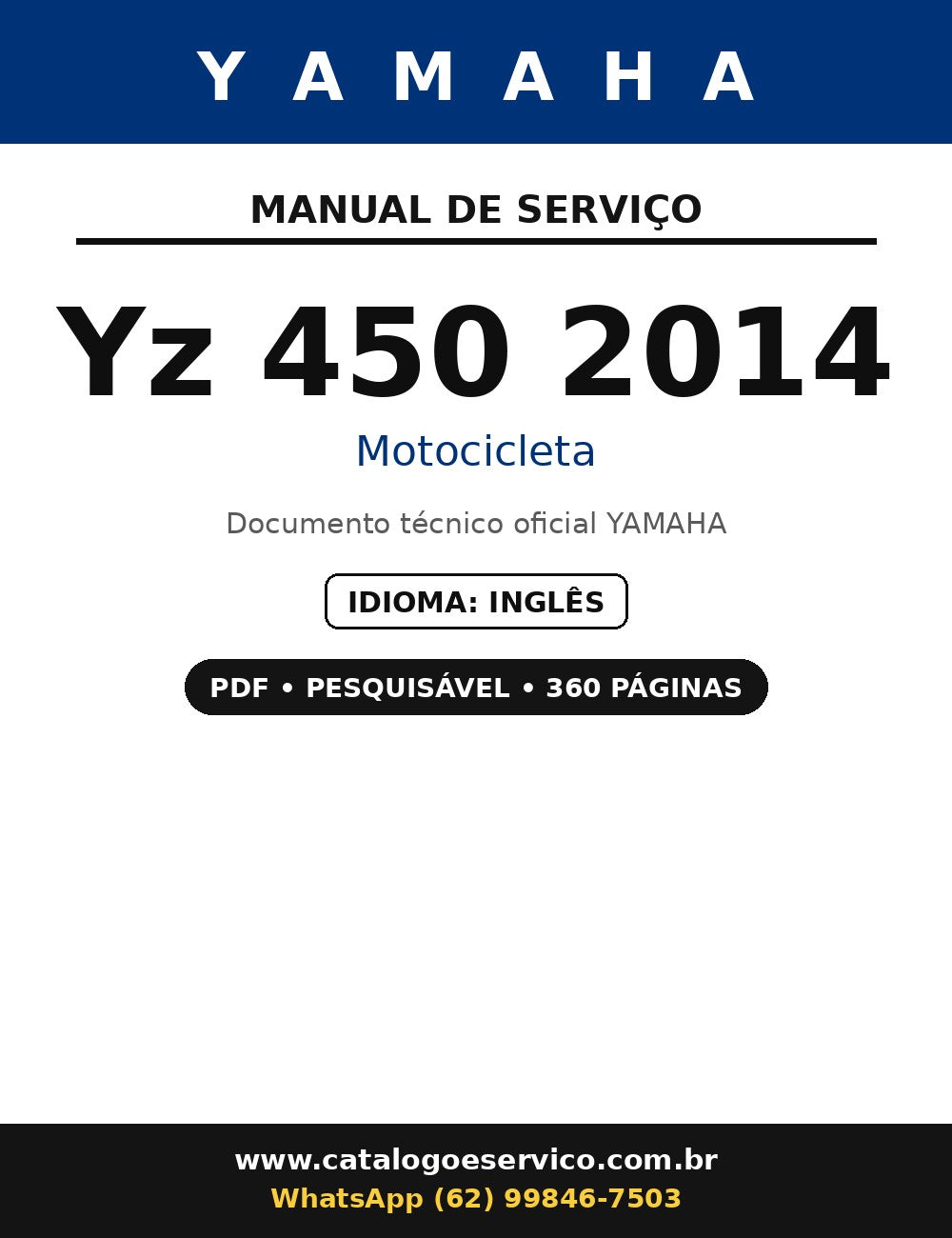 Manual De Serviço Yamaha Yz 450 2014