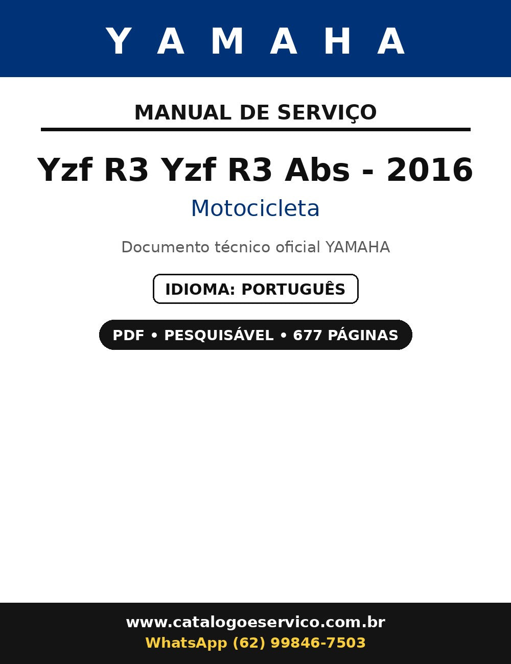 Manual De Serviço Yamaha Yzf R3 Yzf R3 Abs - 2016