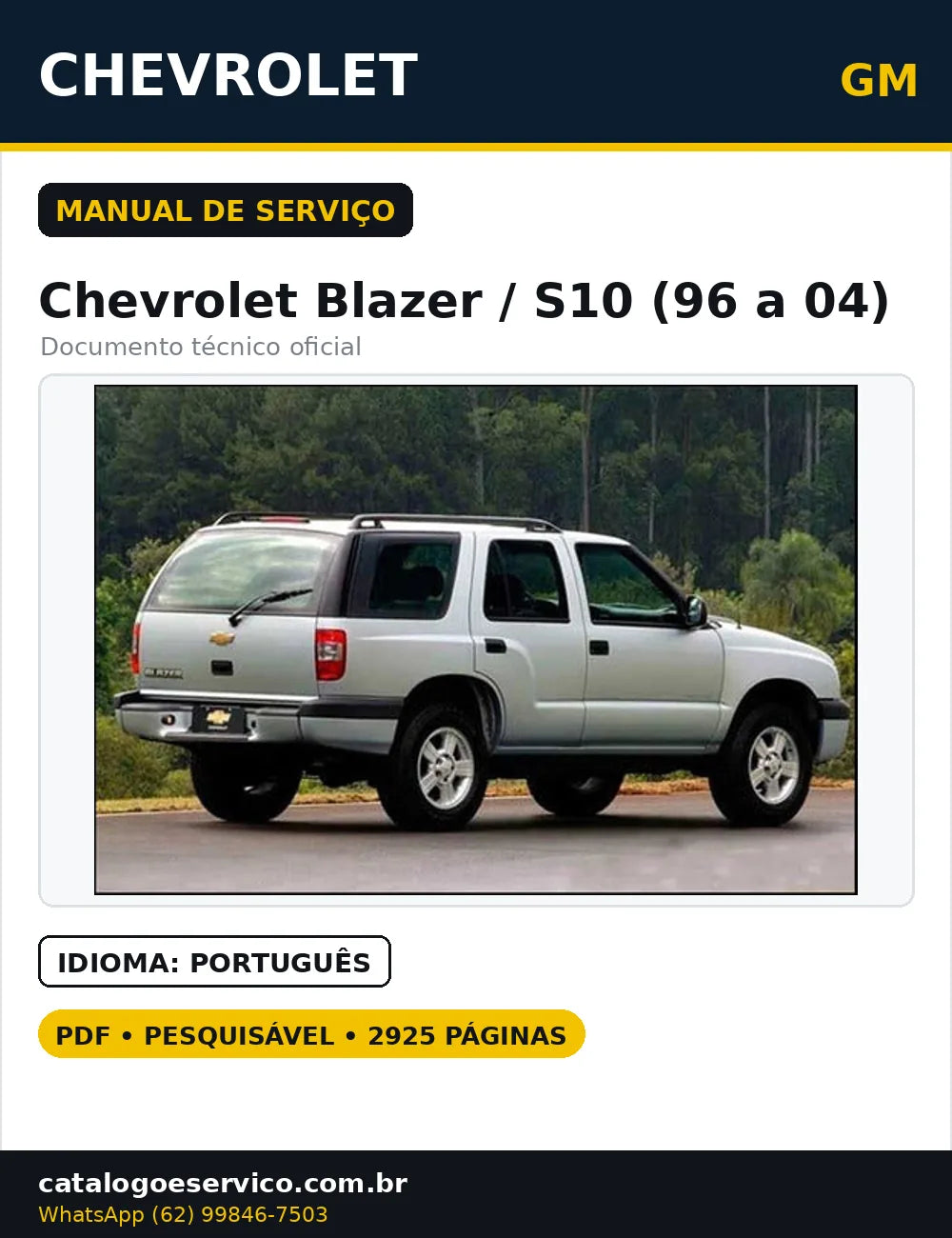 Manual De Serviços Chevrolet Blazer - S10 - 96 A 04