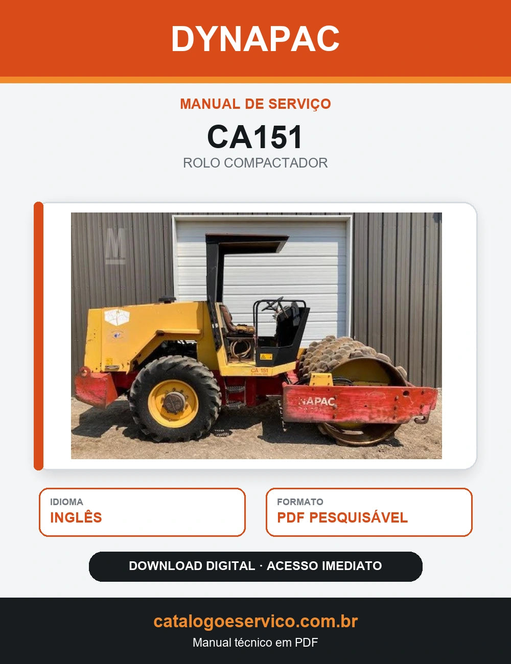 MANUAL DE SERVIÇOS DYNAPAC - CA151 - ROLO VIBRATÓRIO