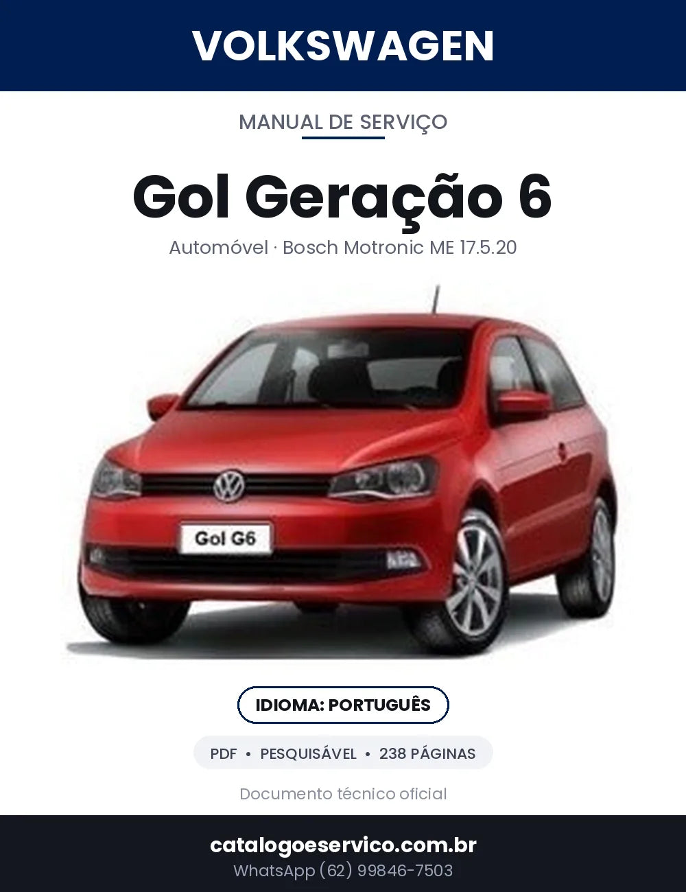 Capa — Manual de Serviço Volkswagen Gol G6 1.0 / Gol G6 1.6 em PDF