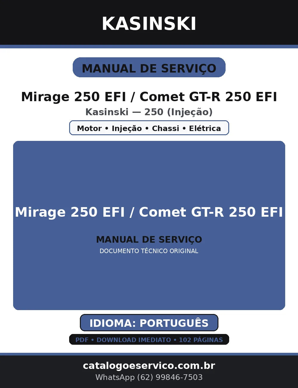Manual de Serviço Kasinski Mirage / Comet GT-R 250 EFI (PDF, PT) — capa