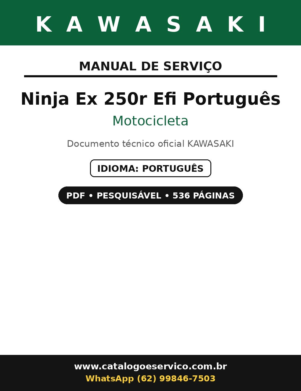 Manual De Serviços Kawasaki Ninja Ex 250r Efi Português