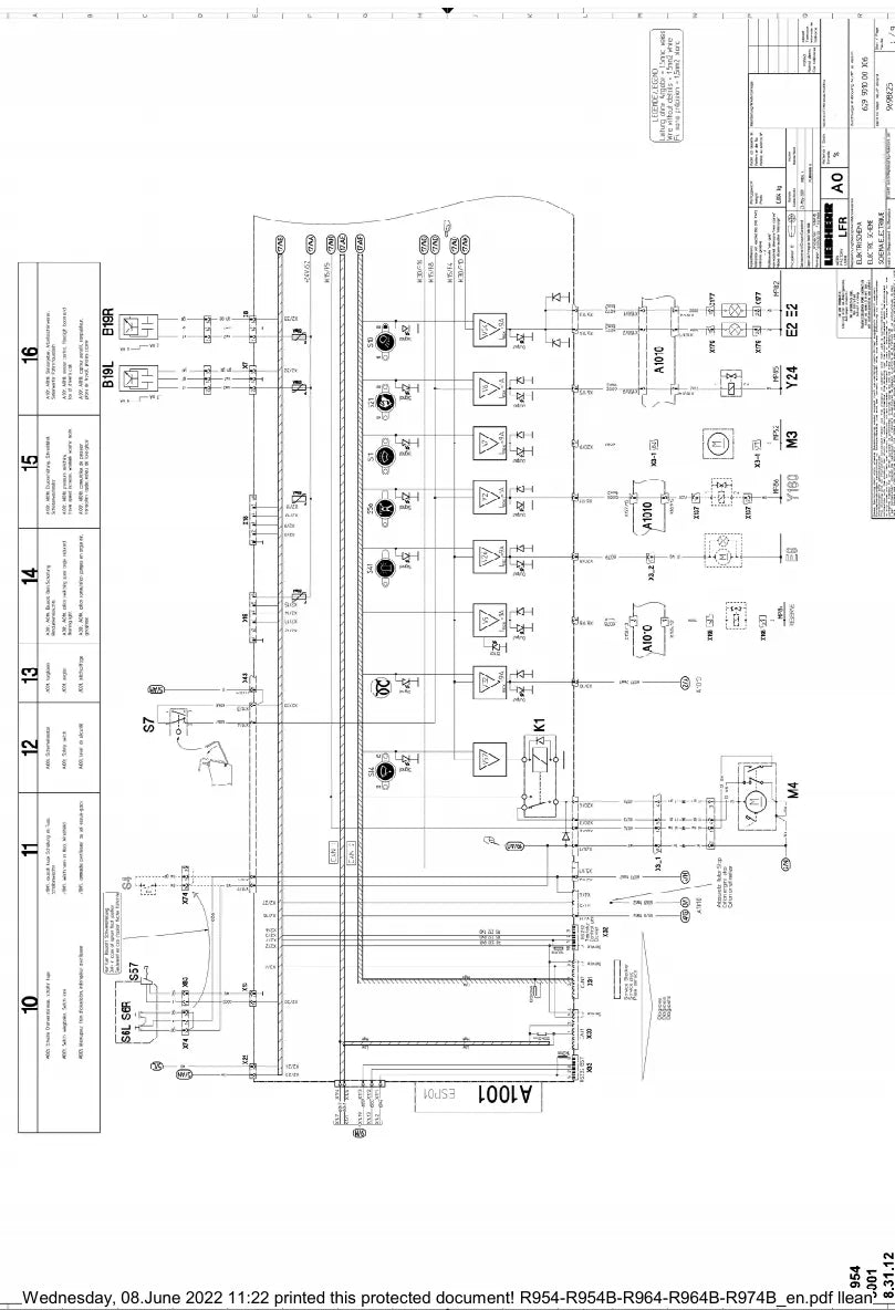 Manual de Serviço Liebherr R 954 C-Litronic Escavadeira Hidráulica — página interna com diagrama técnico