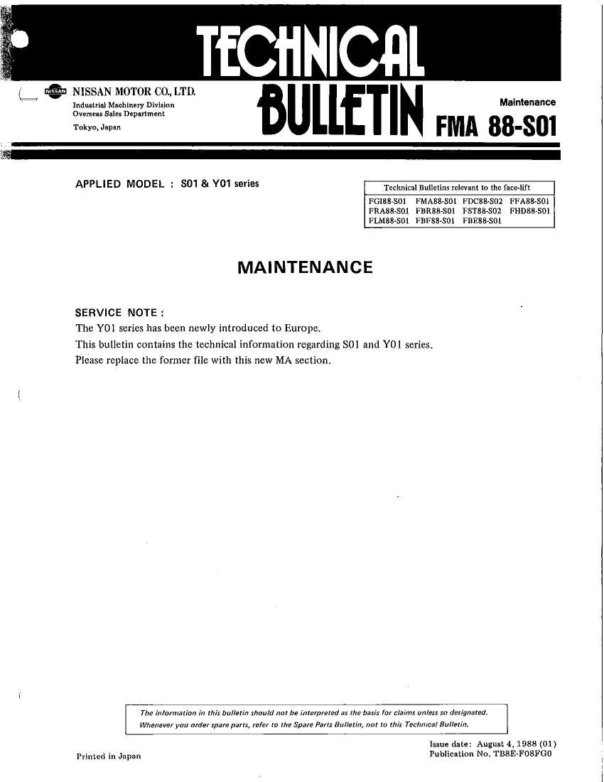 S01 - Y01 SERIES - Manual de Serviço Nissan