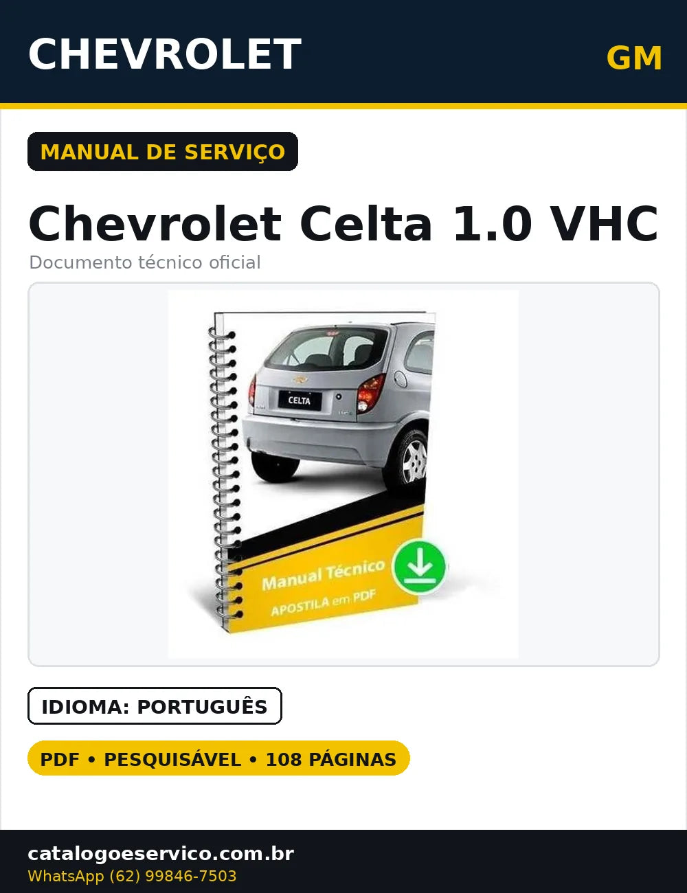 Manual De Serviços Reparação Chevrolet Celta 1.0 Vhc