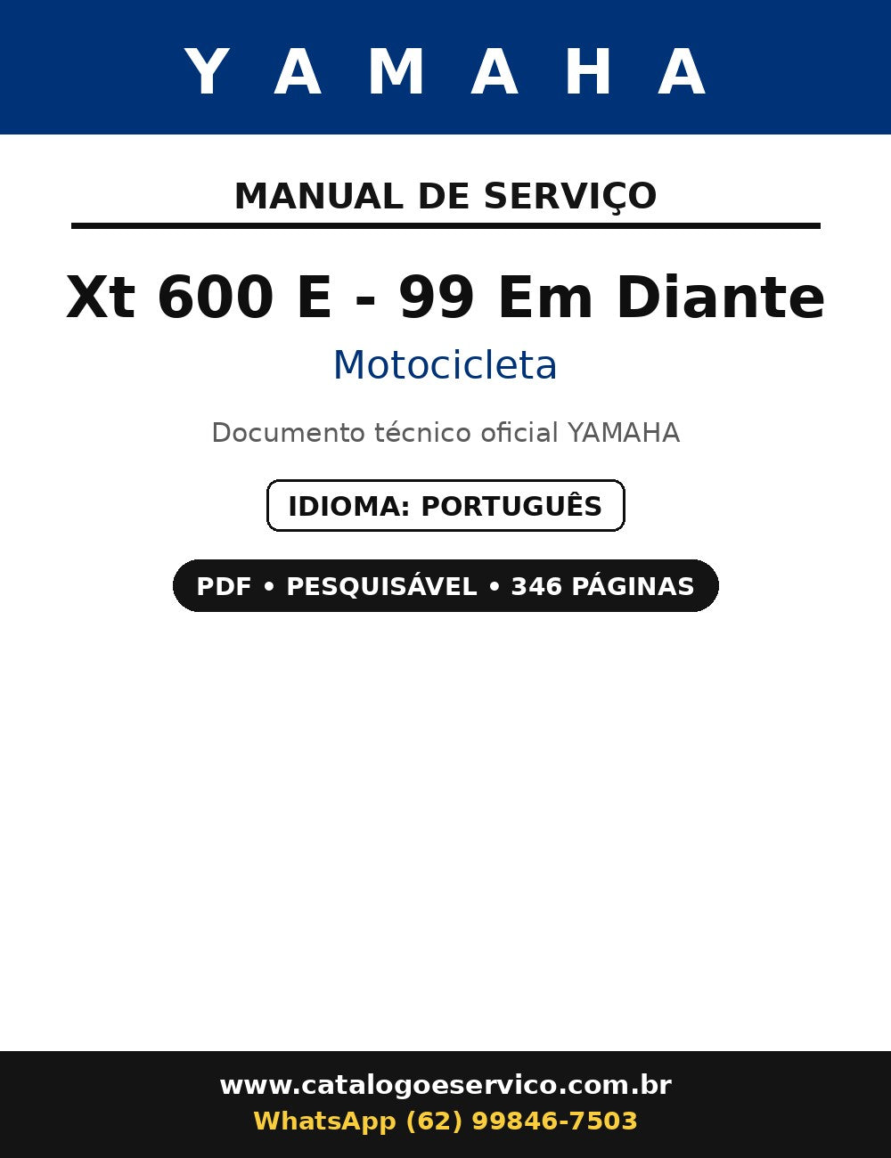 Manual De Serviços Yamaha Xt 600 E - 99 Em Diante