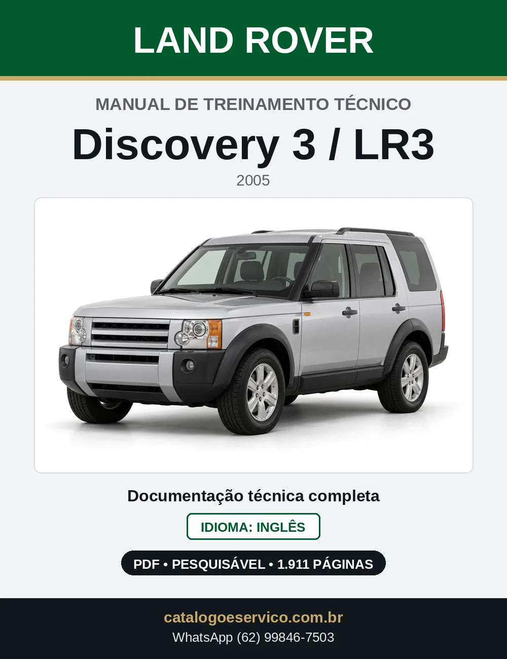 Capa do Manual de Treinamento Técnico Land Rover Discovery 3 / LR3 em PDF