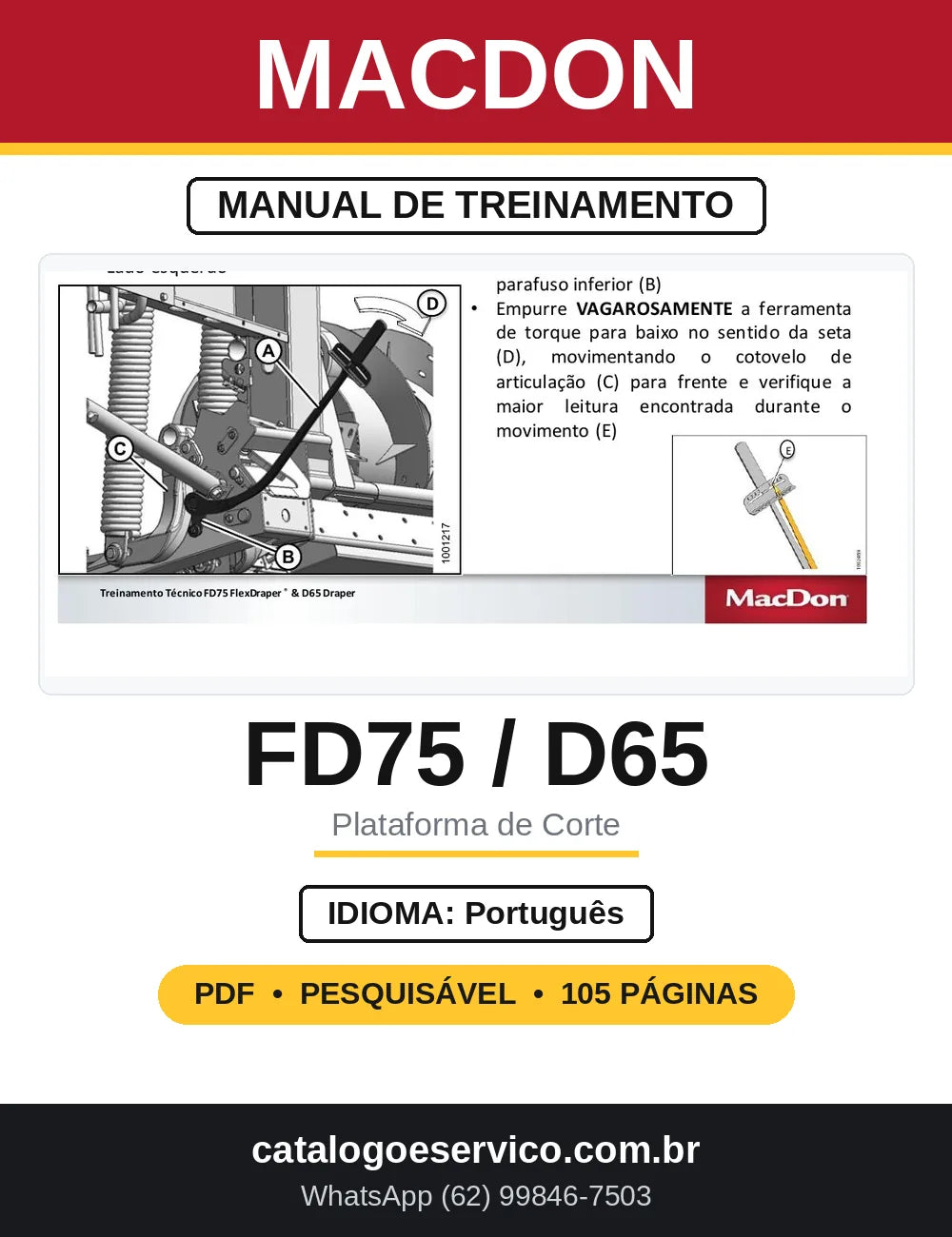 Manual de Treinamento MacDon FD75 e D65 Draper — capa