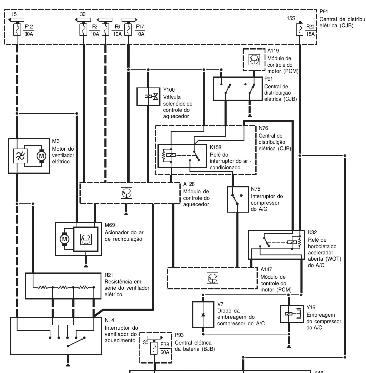 FORD Ka 1.0 e 1.6 Rocam — diagrama — página interna do esquema elétrico