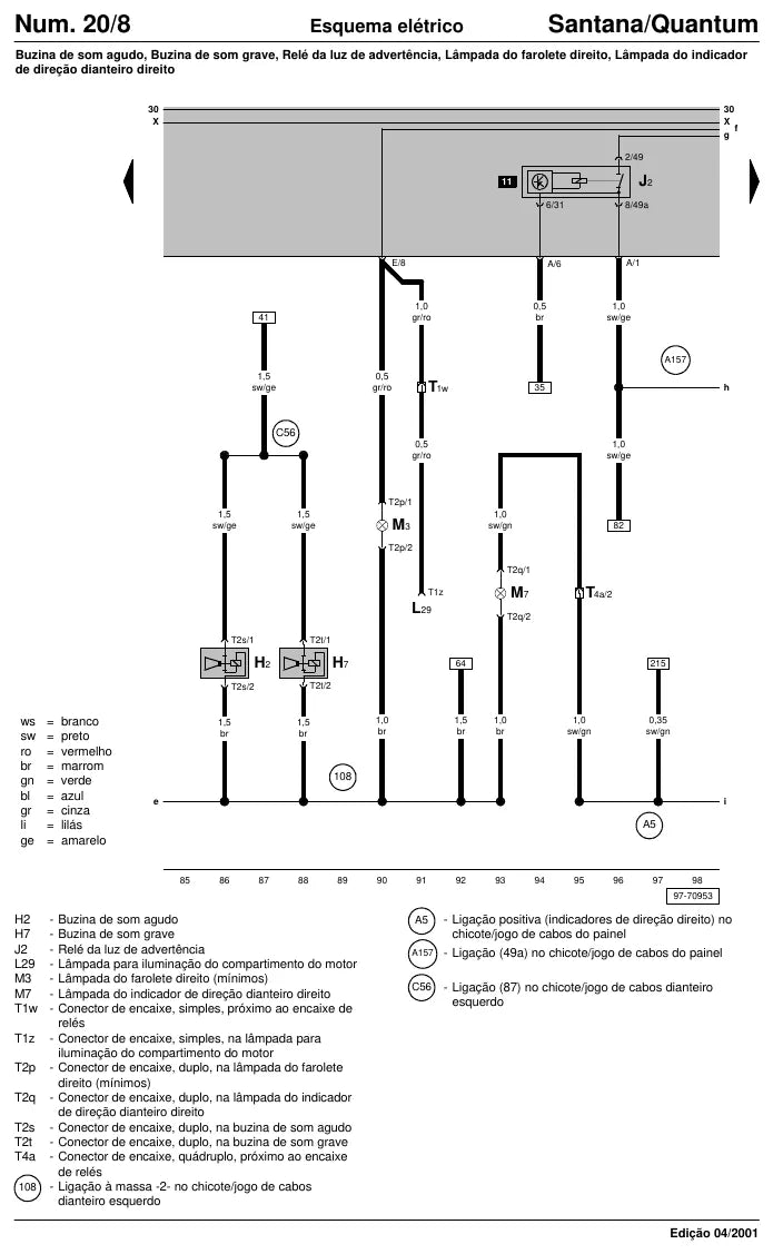 Página interna 3 — Esquema Elétrico Volkswagen Santana e Quantum 1999–2005
