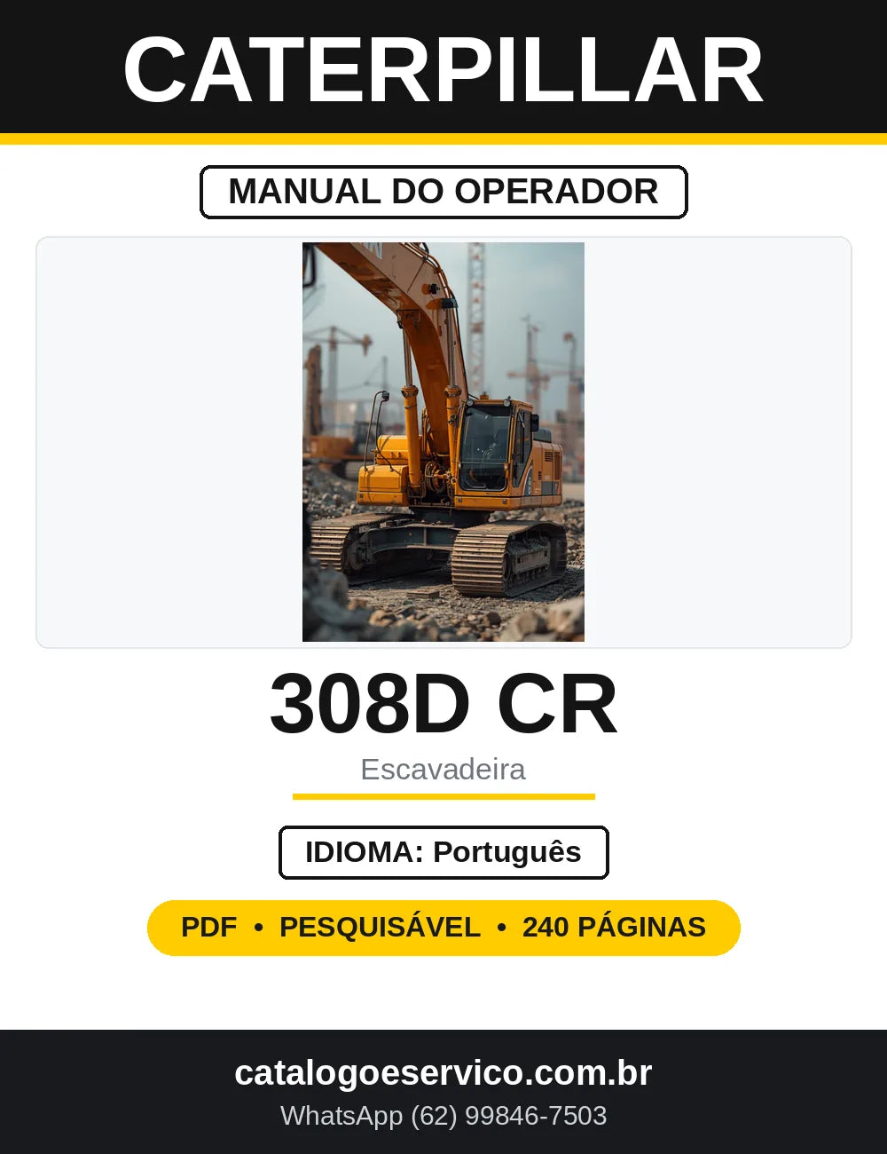 Manual do Operador Caterpillar 308D CR — capa