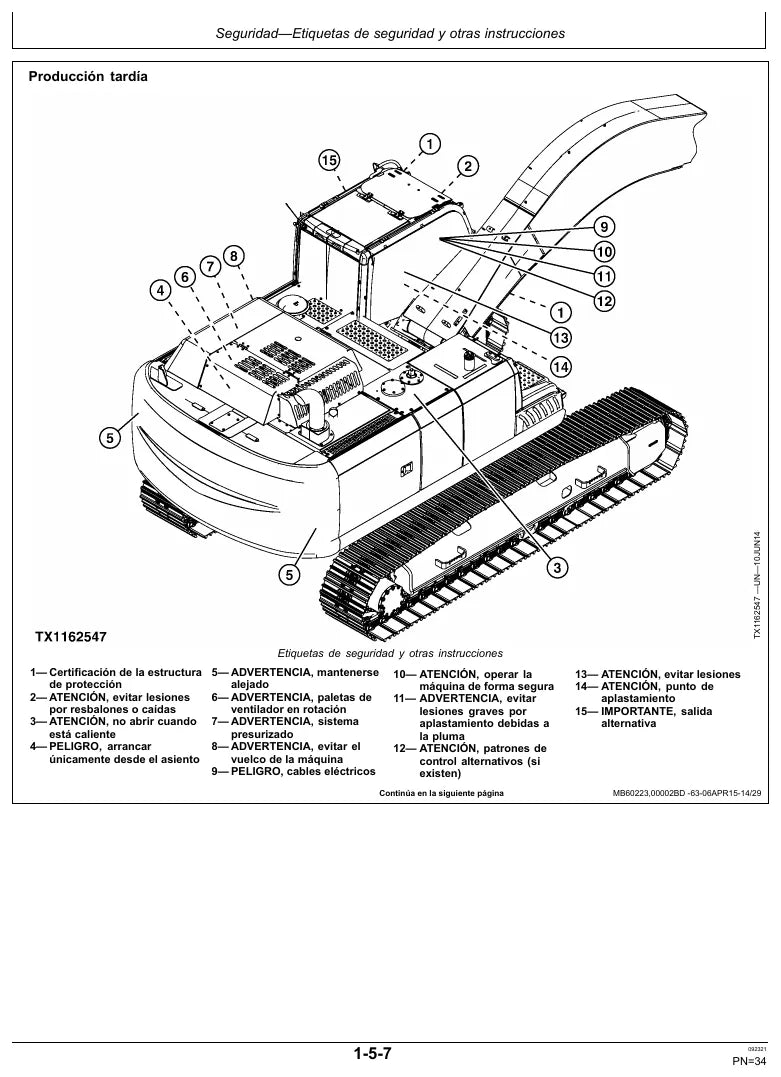 Página interna 1 — Manual do Operador John Deere Escavadeiras 250GLC e 290GLC