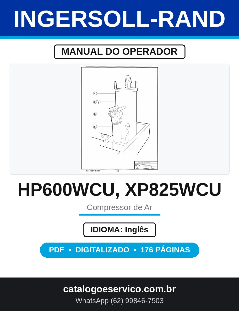 Manual Ingersoll-Rand HP600WCU a XP825WCU Compressor — capa
