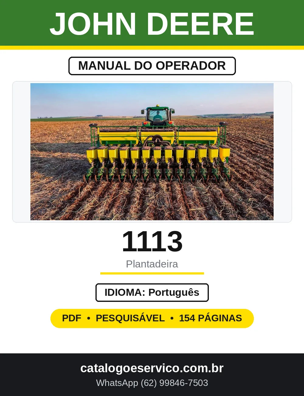 Manual do Operador John Deere 1107 1109 1111 1113 — capa
