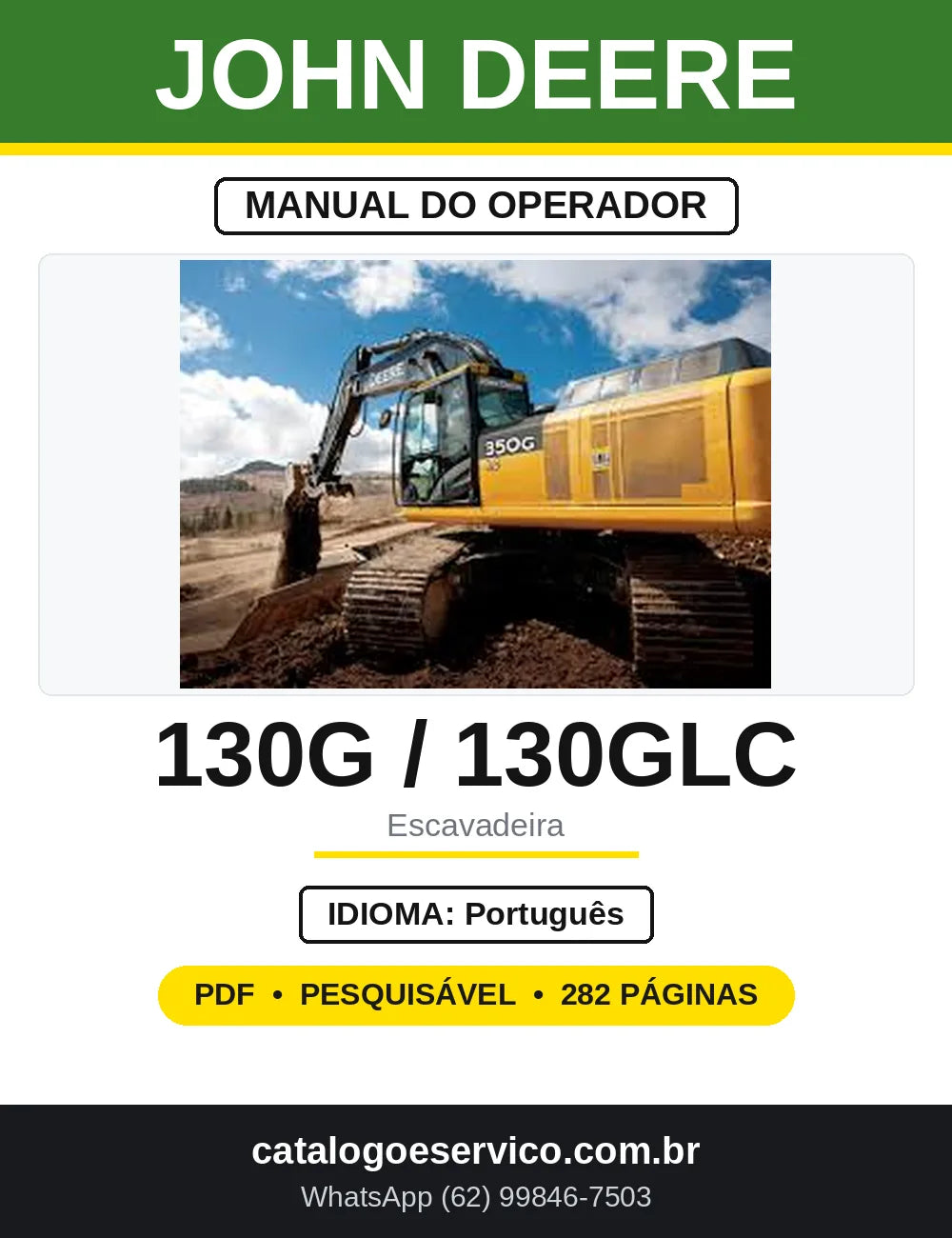 Manual do Operador John Deere 130G e 130GLC — capa