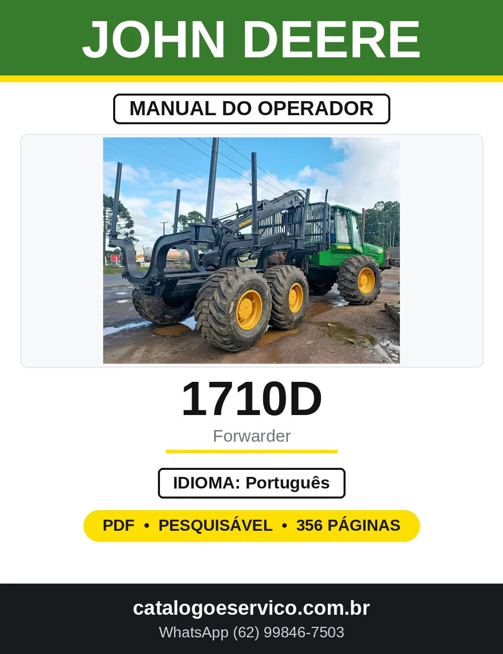 Manual do Operador John Deere 1710D Forwarder — capa