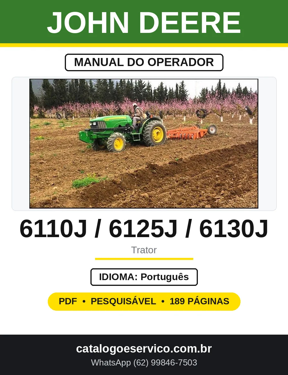 Manual do Operador John Deere 6110J 6125J 6130J — capa