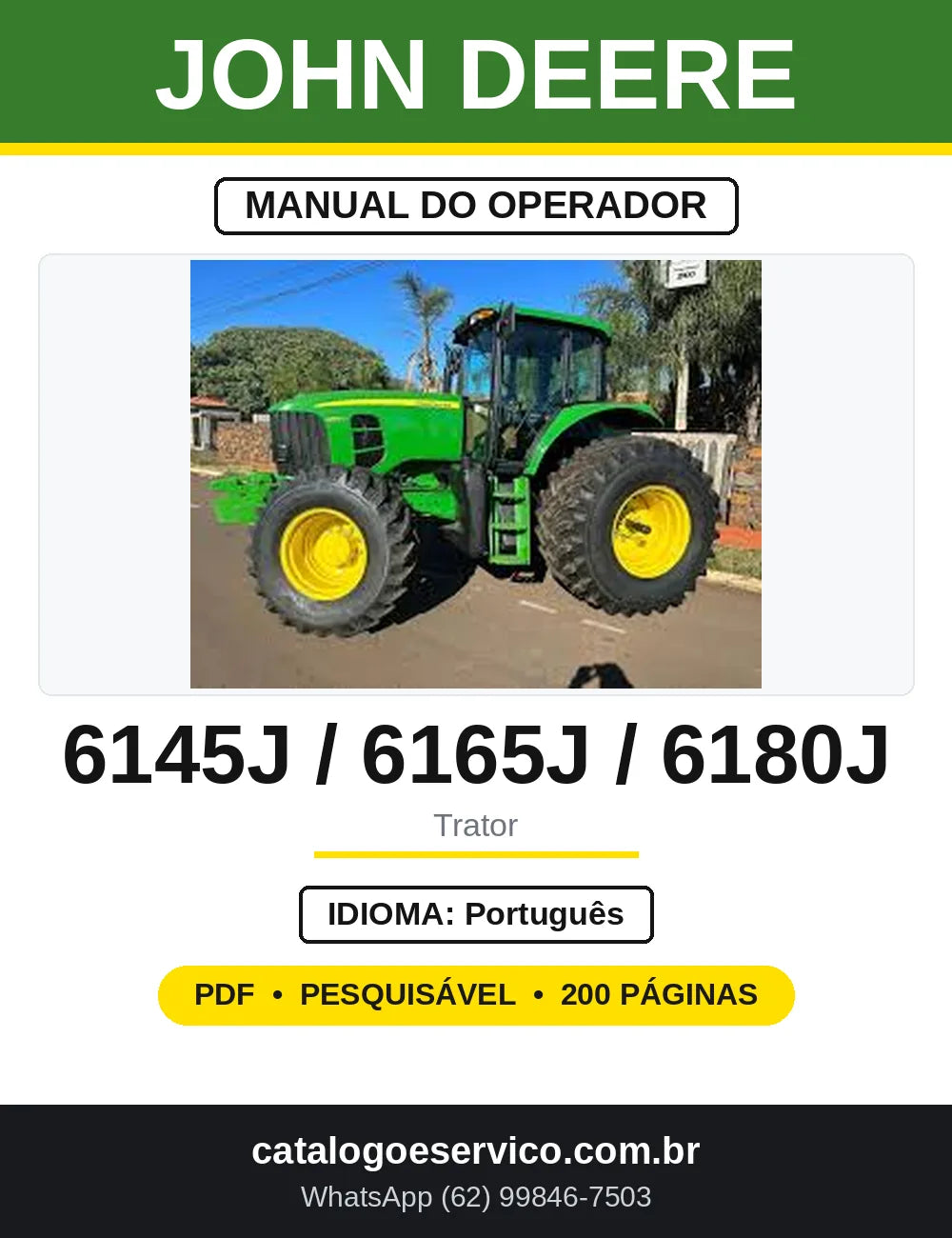 Manual do Operador John Deere 6145J 6165J 6180J — capa