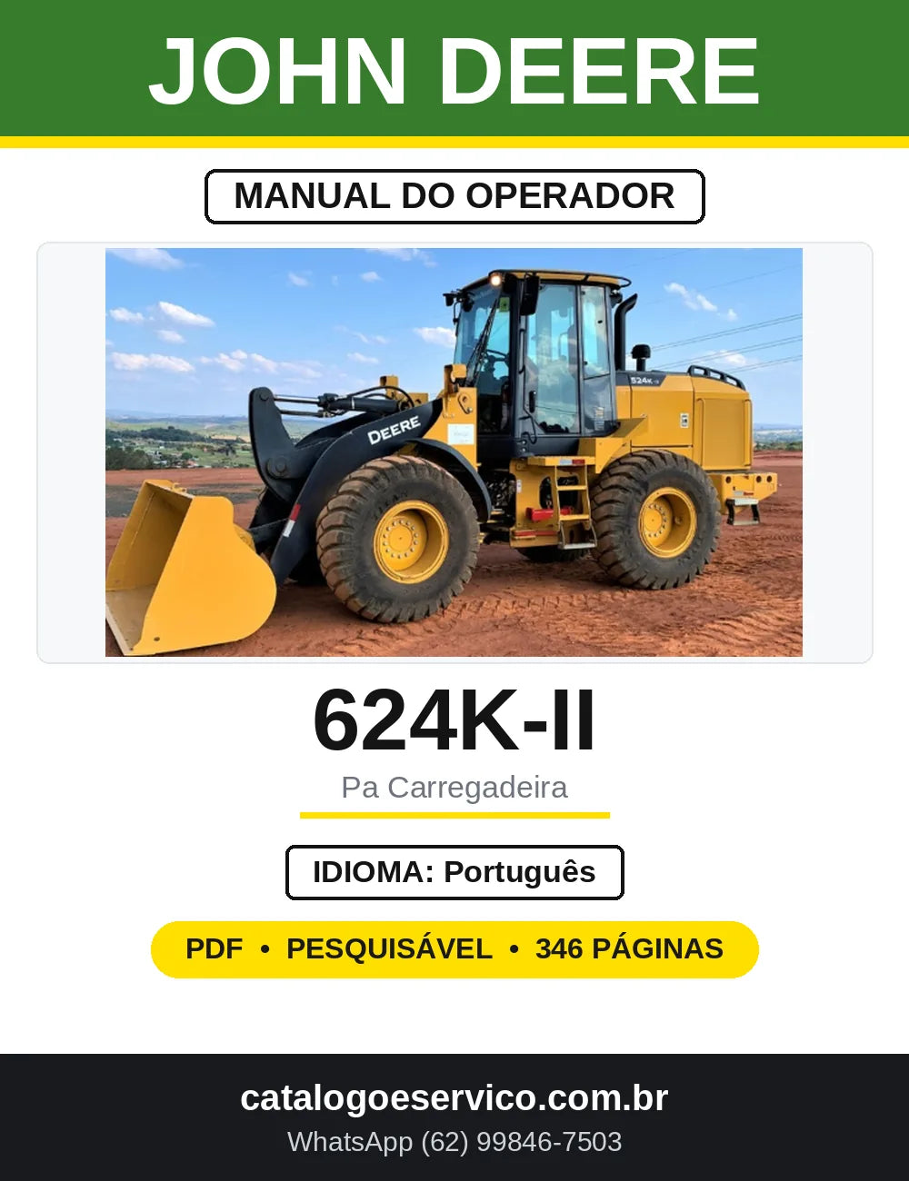 Manual do Operador John Deere 624K-II — capa