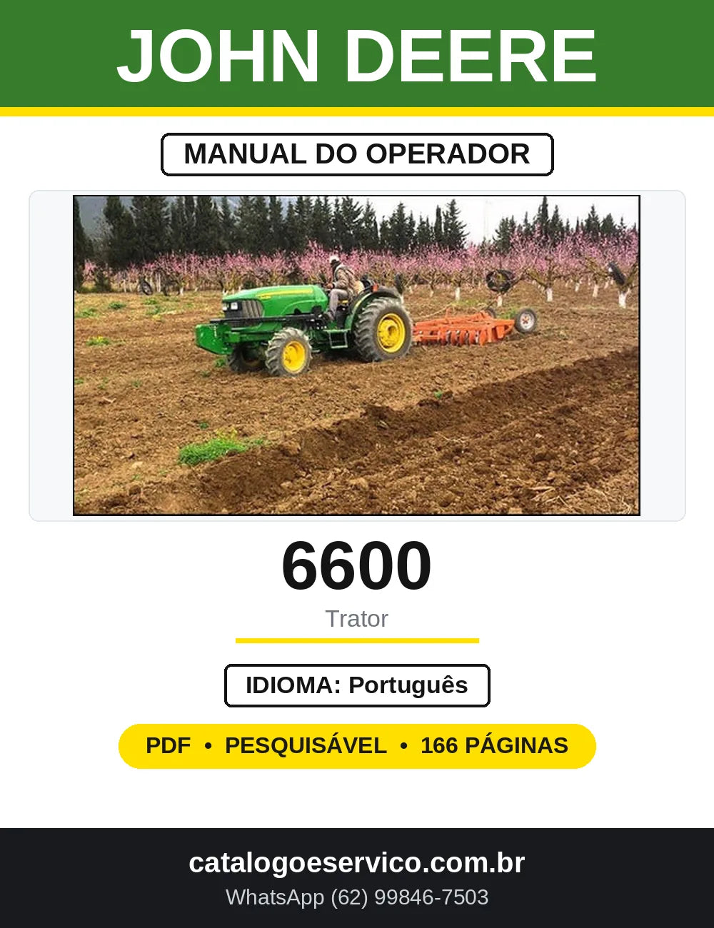 Manual do Operador John Deere 6300 e 6600 — capa