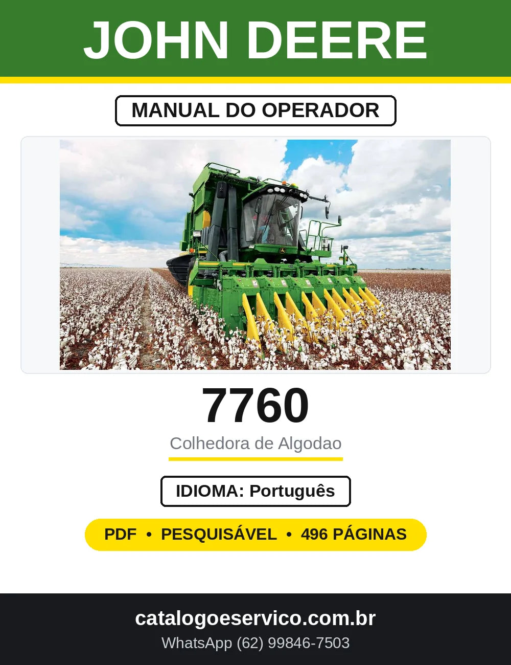 Manual do Operador John Deere 7760 Colhedora de Algodão — capa
