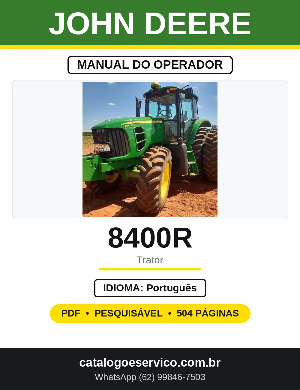 Manual do Operador John Deere 8345R 8370R 8400R — capa