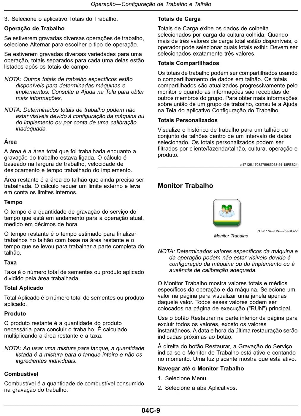 Manual do Operador John Deere G5CS, G510 e G512 — página interna 1