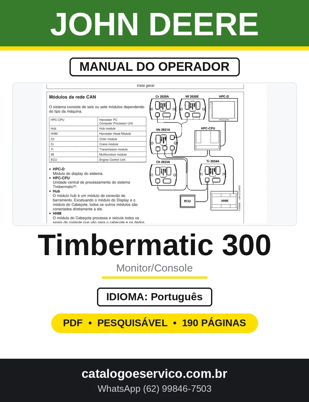 Manual do Operador John Deere Timbermatic 300 — capa