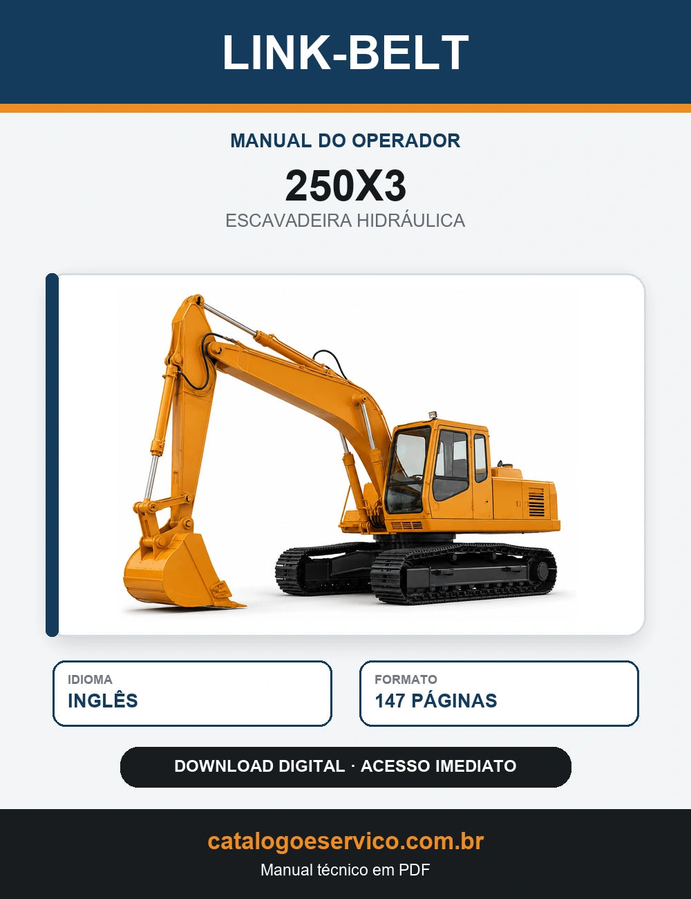 Manual do Operador Link-Belt 250X3 Escavadeira Hidráulica