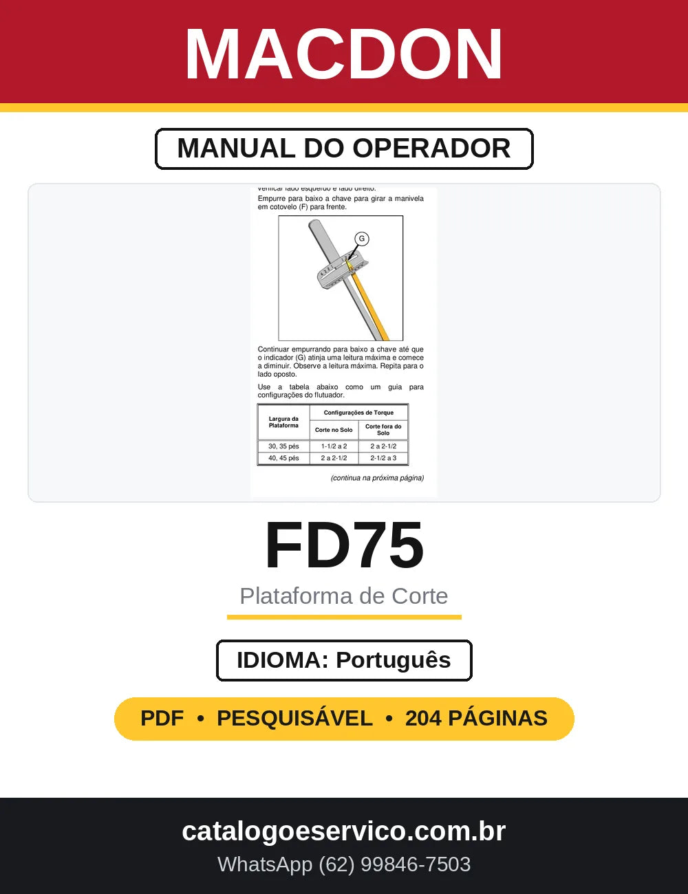 Manual do Operador MacDon FD75 FlexDraper — capa