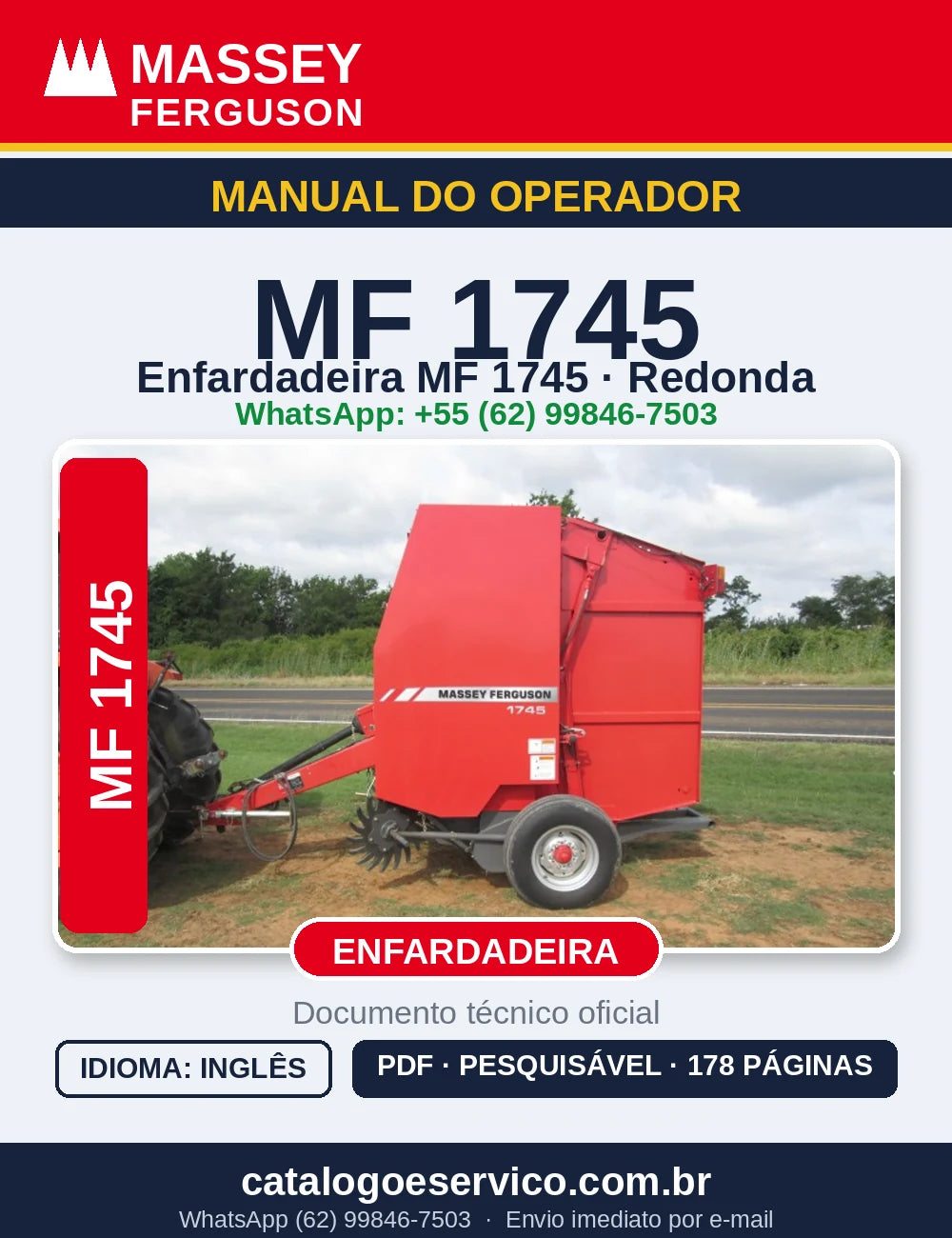 MANUAL DO OPERADOR MASSEY FERGUSON - 1745 - ENFARDADEIRA REDONDA