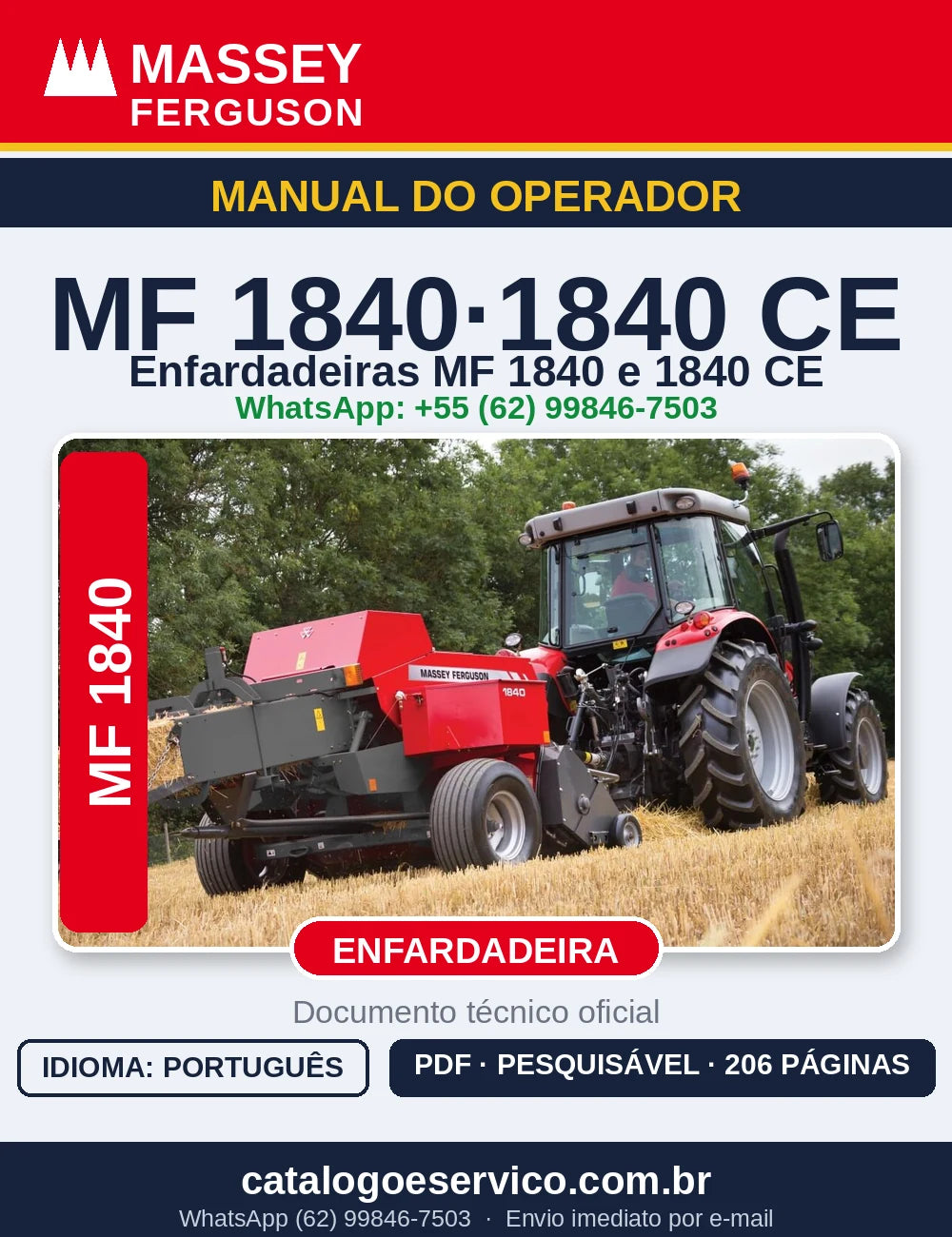 MANUAL DO OPERADOR MASSEY FERGUSON - 1840, 1840 CE - ENFARDADEIRA