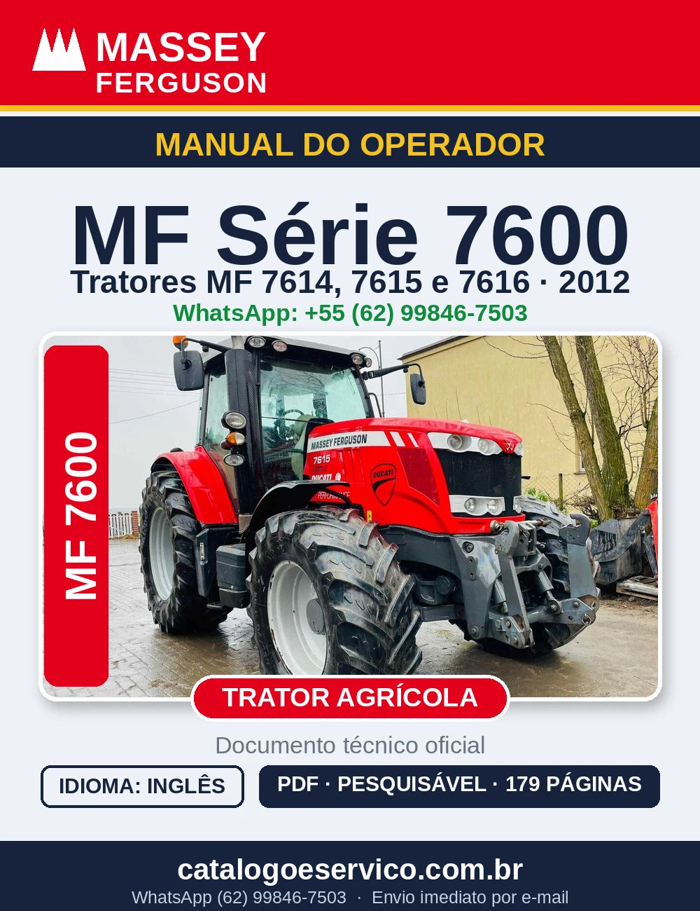 MANUAL DO OPERADOR MASSEY FERGUSON - 7614, 7615, 7616 - 2012 - TRATOR