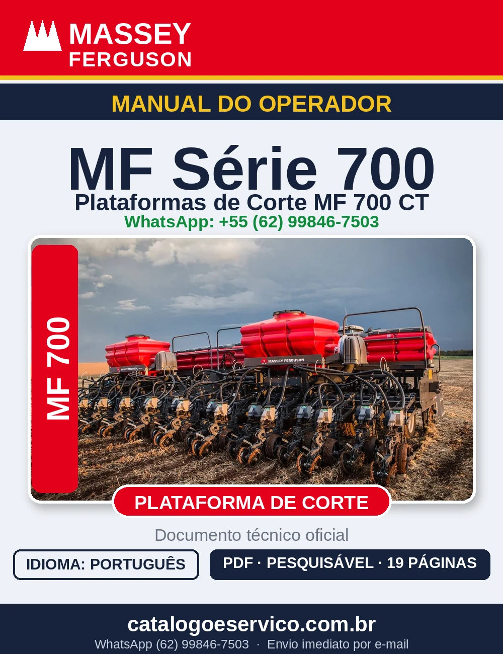MANUAL DO OPERADOR MASSEY FERGUSON - SERIE MF 700CT - CABEÇALHO