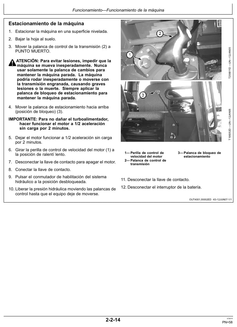 Página interna 2 — Manual do Operador John Deere Trator de Esteira 850J