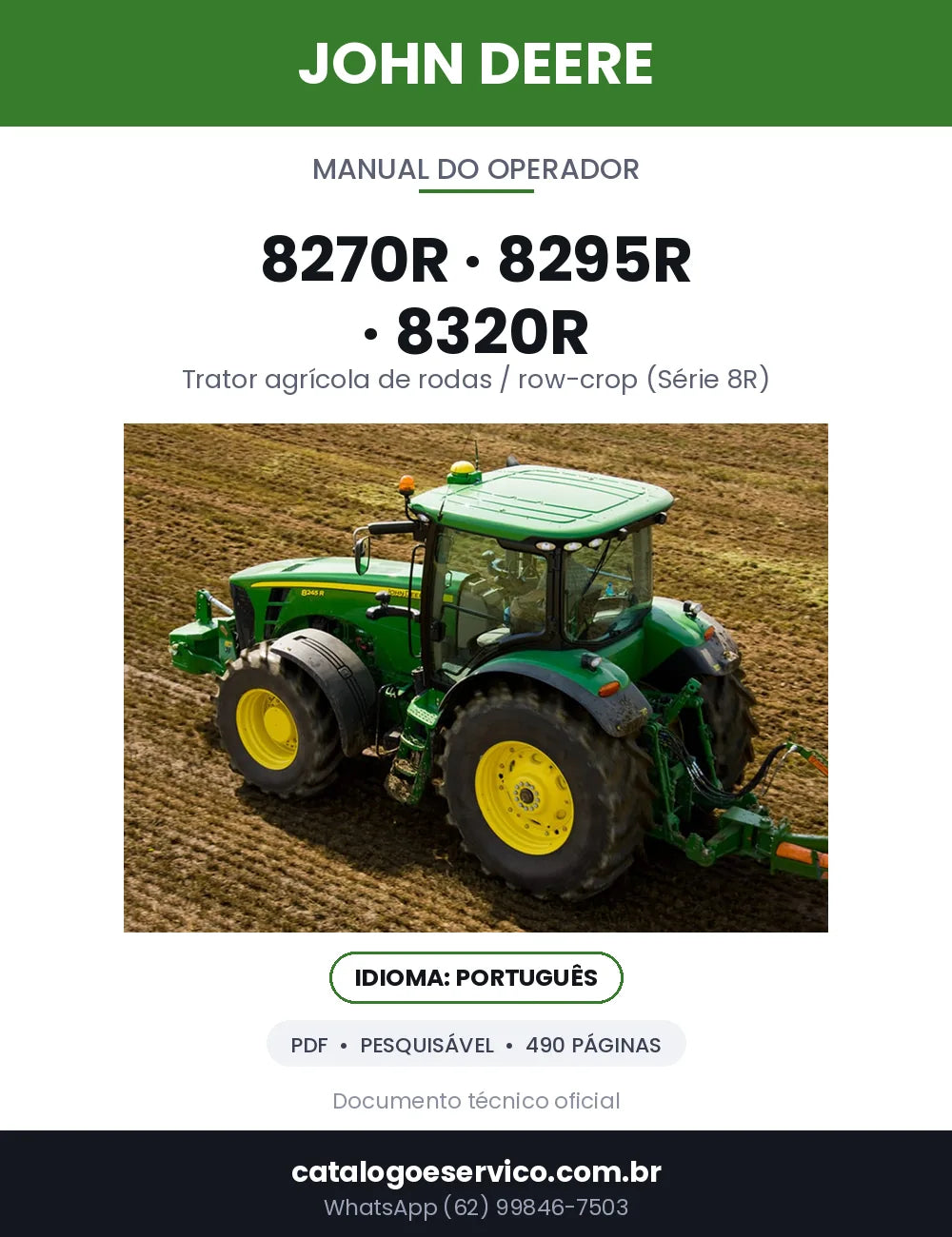 Capa — Manual do Operador John Deere 8270R / 8295R / 8320R em PDF